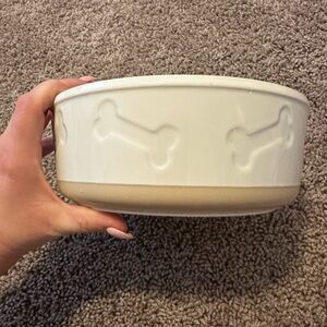 Bone Design Dog Bowl - Cream and Tan